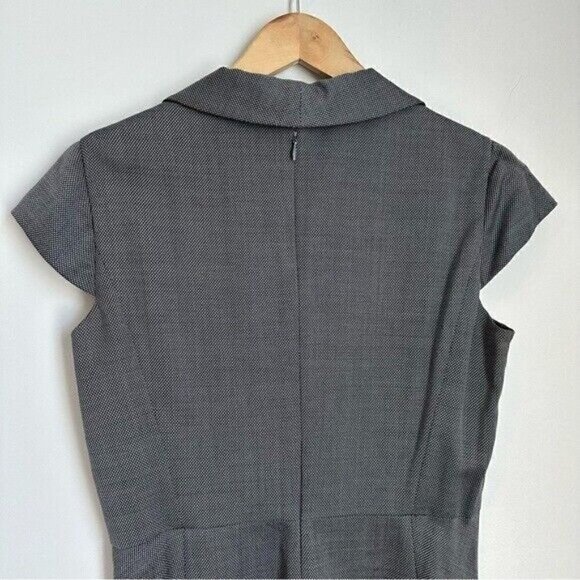 Giorgio Armani Collezioni Italy Wool Silk Blend Gray Cap Sleeve Dress Sz 8 $1049 - Picture 7 of 11